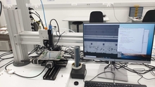 Here a machine measuring CMS sensors, you see the recorded image plus the code for auto focusing